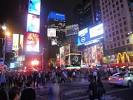 Outside the front door of the Marriott Marquis in Times Square ...
