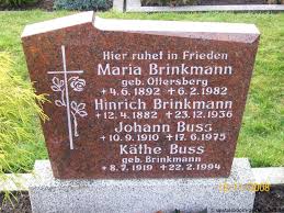 Grabstein von Hinrich Brinkmann (12.04.1882-23.12.1936), Friedhof Spetzerfehn. Häufige Nachnamen auf diesem Friedhof: