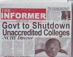 Information concerning unaccredited universities