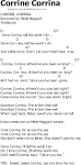 Old Country song lyrics with chords - Corrine Corrina