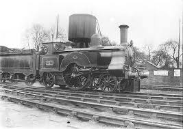 LNWR 2-2-2 Problem class No 1 \u0026#39;Saracen\u0026#39; is seen standing at Nuneaton station\u0026#39;s original platform three on a North bound express service circa 1904. - lnwrns1634