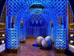 Wine Cellar with artistic lighting of wine racks in blue in Art ...