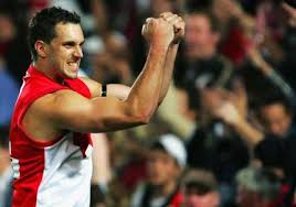 Back with a bang: Nick Davis, left, doing what he loves most, scoring goals, against Essendon last weekend. Photo: Getty Images - davis_wideweb__430x301