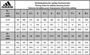 Fencing Equipment Size Chart European and USA
