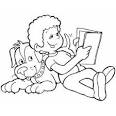 Reading coloring page