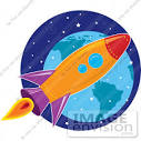 Clip Art Graphic of a Purple Orange Blue And Red Space Shuttle