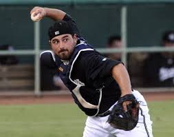 Missions catcher Ali Solis throws to first to put out a runner during Texas League action ... - 628x471