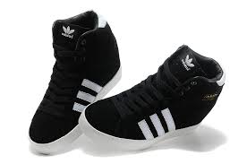 Simple Adidas Increase High-Heeled Shoes Women Black White, Low Price