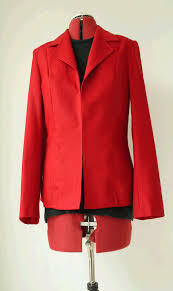 Red wool jacket made using a