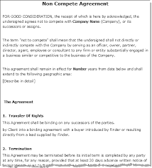 non compete agreement sample