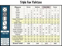 yahtzee score cards