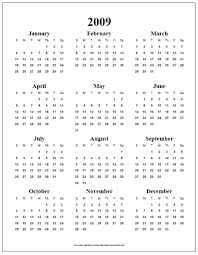printable 2009 calendar