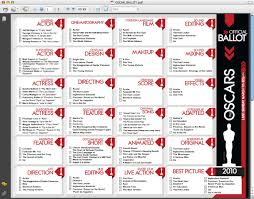 Academy Awards Nominee Ballot