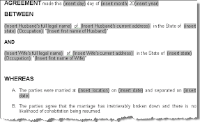 separation agreement example