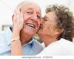 old woman kissing