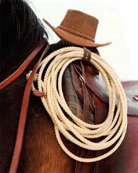 lasso and cowboy hat on a saddle