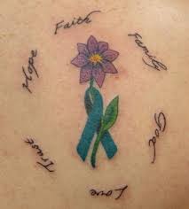 purple ribbon tattoo