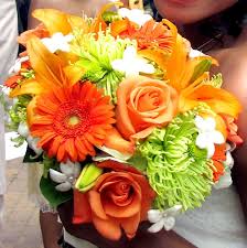 orange wedding bouquet