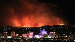 @JustinNOAA tweeted this pictures of a fire in Reno, Nevada, Stunning photo