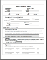 sample bill of sale car