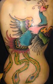 Tattoo Peacock Waist Girl