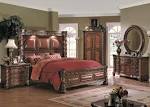 Stephano King Panel Bed w Leather Marble Top 5 Piece Bedroom ...