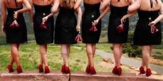 Black Bridesmaid Dresses With Red Shoes 5