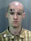 Patrick Brooks was pictured with the phrase 'F**K YOU' inked across - f-u-face
