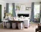 chic <b>modern living room</b> beige white cream turquoise silk <b>curtains</b> <b>...</b>