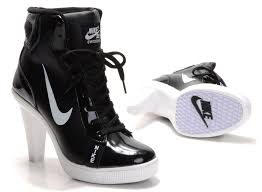 Online Shopping Women Nike Dunk High Heels Black White Discount ...