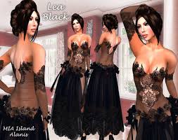 Second Life Marketplace - Lea Black Lace Dress Sheer chiffon ...