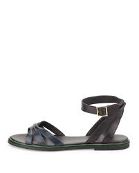 See by chloé Twotone Leather Flat Sandal in Black (BLACK/NAVY) | Lyst