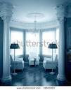 3d Render Of A Classical Interior Design In Blue. Stock Photo ...