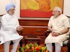 Former Prime Minister Manmohan Singh meets Prime Minister Narendra.