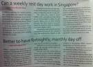 Singapore: Domestic Workers Finally Get A Weekly Day Off · Global ...