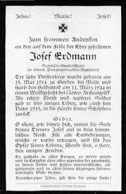 Totenzettel: Sanitäts-Unteroffizier Josef ERDMANN (2. Weltkrieg ... - ErdmannJosef-b-Totenbild