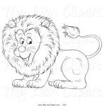 Clipart of a Coloring Page Outline Design of a Cute Lion by Alex ...