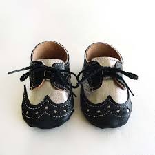 Baby Boy or Girl Shoes Black and Silver Leather Soft by ajalor