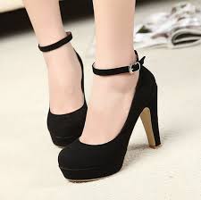 women thick heel pumps high heels Black blue small high heeled ...