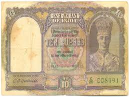 British India King George 6 Ten Rupee Note Signed By CD Deshmukh ... - 28168842_1