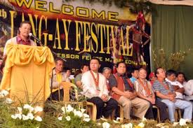 Mountain Province Governor Leonard Mayaen welcomes guests, delegates and tourists during the 7th Lang ay Festival opening program in the capital town of ... - 110412-car-mayaen