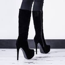 Buy Janelle Stiletto Heel Concealed Platform Knee High Boots ...