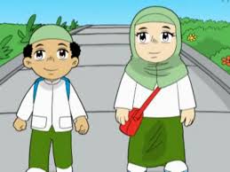 gambar kartun anak sekolah muslim dan muslimah � GambarGambar.co