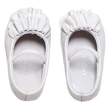 L'Amour Baby/Toddler Girls' White Leather Ruffle Mary Janes Shoes