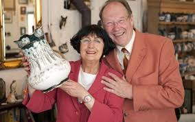 Experts David Barby and Anita Manning buy antiques during their road trip travel from Aberdeen to Yorkshire to sell at auction in BBC2\u0026#39;s Antiques Road Trip. - manning_barby_1589525c