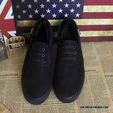 Cheap Winter Pure Black Canvas Shoes All Black Flats Shoes Without ...
