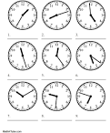 Free Telling Time Worksheets, Missing hands Time Clock