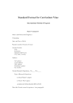 Standard Format for Curriculum Vitae International Scholars Program