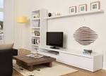 White Lacquered Bookcase Wall TV Cabinet Design, Valley TV Unit ...