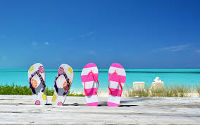 Flip Flops In a Wooden bench On The Beach wallpaper by ...